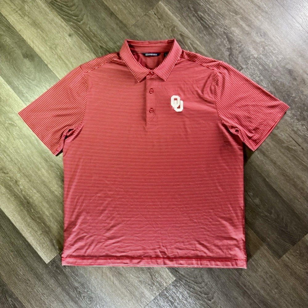 Cutter & Buck Oklahoma Sooners OU Crimson Red Short Sleeve Polo Shirt Mens XL